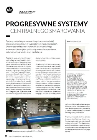 Progresywne systemy centralnego smarowania - artykuł TriboTec